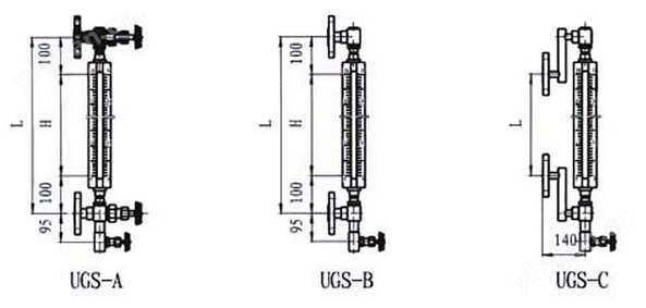 彩色石英管液位计外形尺寸